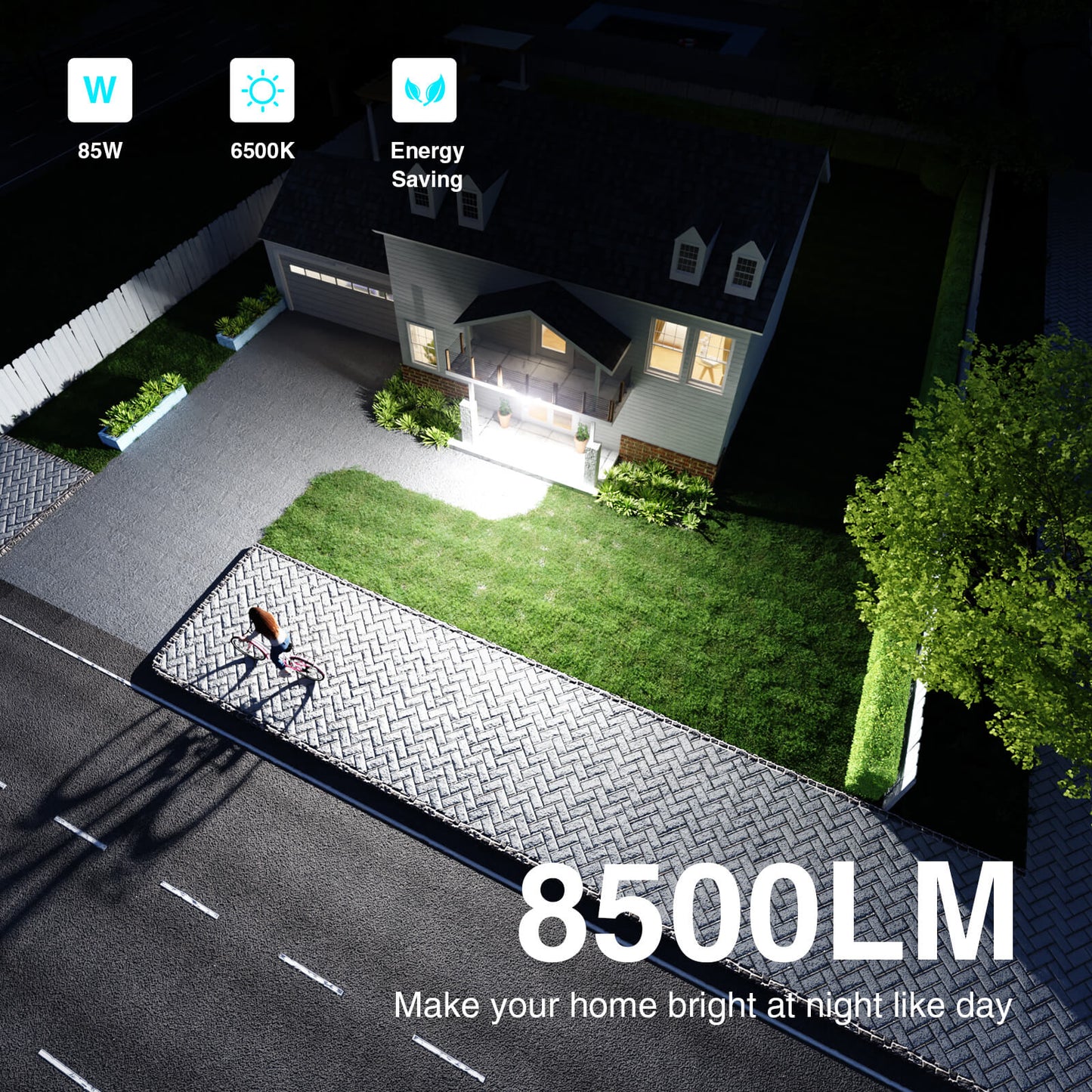 85W LED Security Lights Motion Sensor Light Outdoor, 8500LM Dusk to Dawn, IP65 Waterproof, 6500K, 3 Head Motion Detected Flood Light, Floodlight for Outside, Garage, Yard, Porch