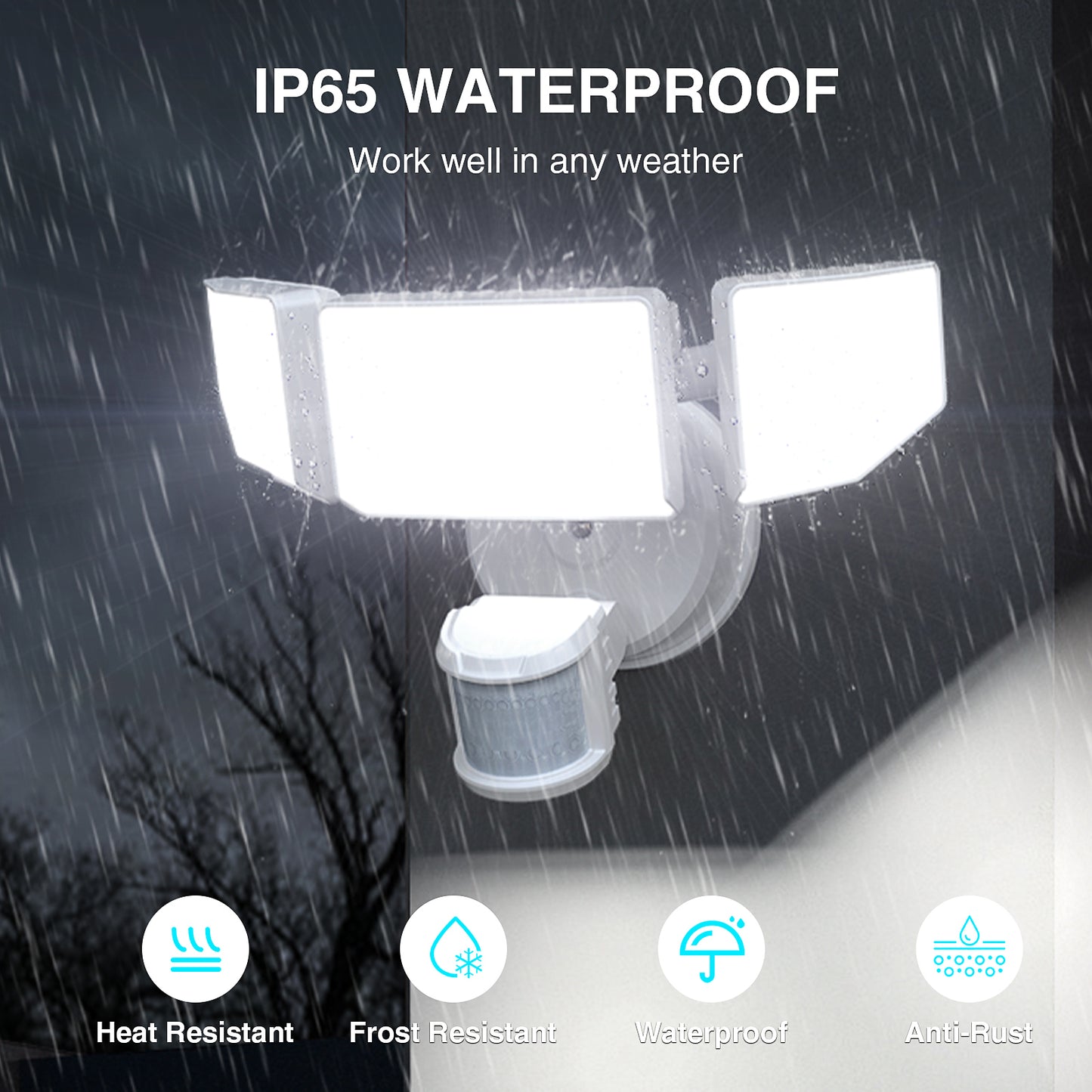 85W LED Security Lights Motion Sensor Light Outdoor, 8500LM Dusk to Dawn, IP65 Waterproof, 6500K, 3 Head Motion Detected Flood Light, Floodlight for Outside, Garage, Yard, Porch
